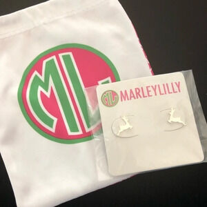 New Marley Lilly Silver Tone Reindeer Earrings NWT